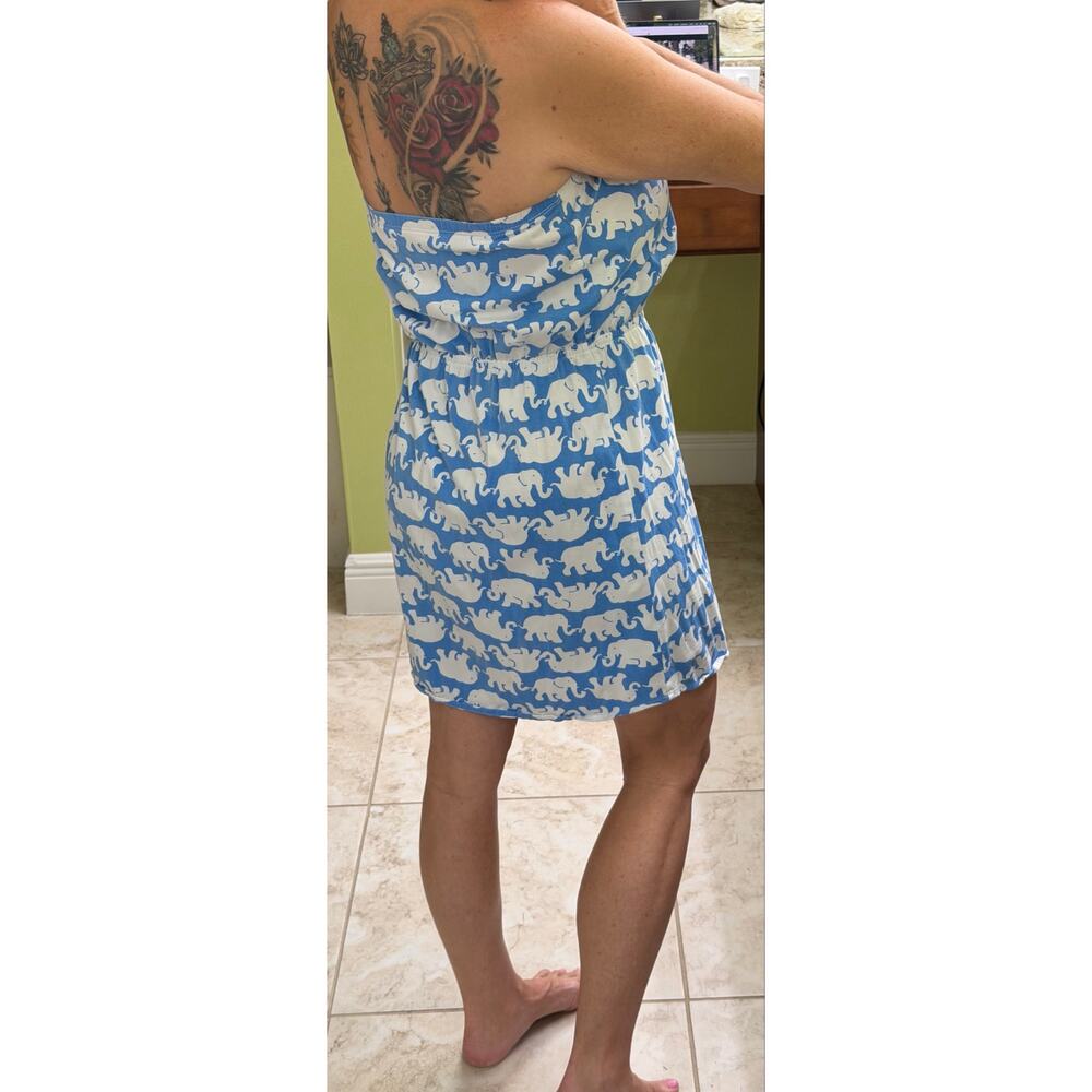 Lilly Pulitzer Windsor blue white elephant print strapless Dress Tusk in the Sun - Picture 7 of 8